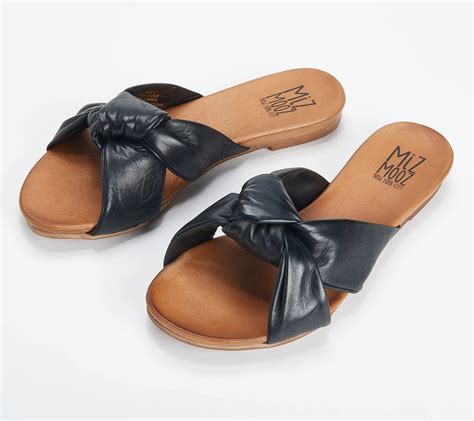 Miz Mooz Leather Knot Detail Slide Sandals Aliza