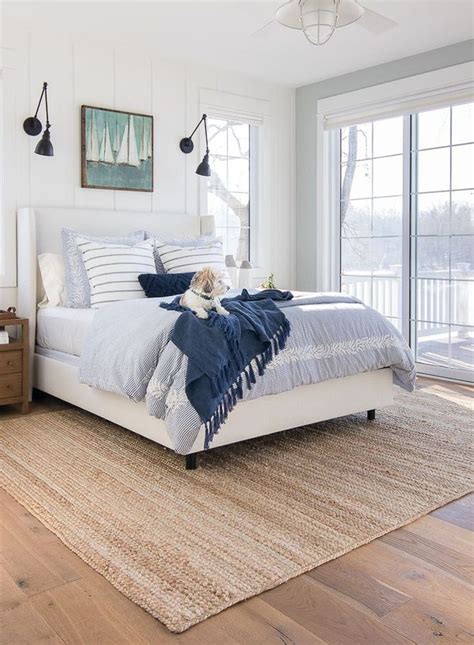 38 Impressive Coastal Bedroom Decorating Ideas White Upholstered Bed