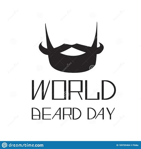 Beard And Text World Beard Day Isolated On White Background Silhouette