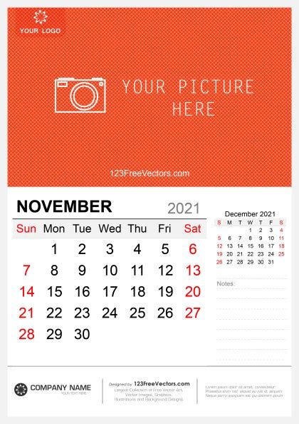 10 November 2021 Calendar Free Vectors Free Images 123freevectors