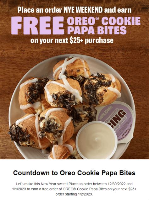 Free Oreo Papa Bites At Papa Johns Todd S Freebies