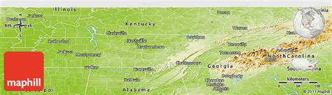 Physical Panoramic Map Of Tennessee