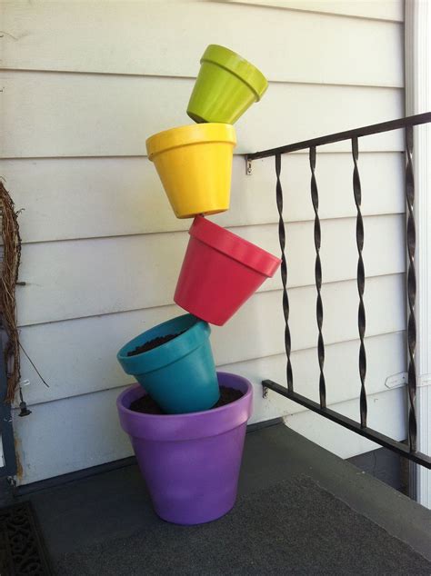Staggered Tipsy Flower Pots Use 12 Pot On Bottom Wvarious Sizes