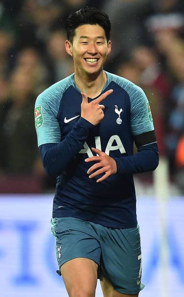 Tottenham Hotspurs South Korean Striker Son Heung Min Celebrates