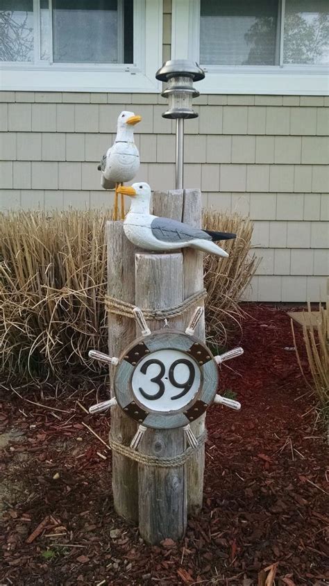 Place this ornament on your yard, lawn and garden, near a driveway, garage or on a porch. Nautical Lawn Piling With Seagulls, Solar Light and ...