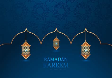 Ramadan Kareem Decorative Arabic Lamps On Blue 1053665 Vector Art At