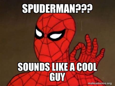 Spuderman Sounds Like A Cool Guy Spiderman Care Factor Zero Make A Meme