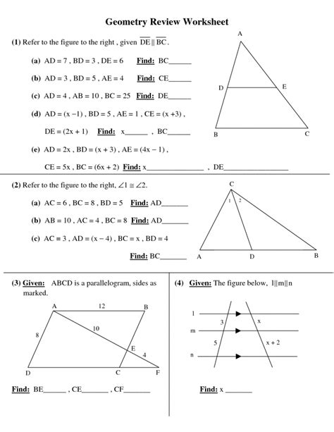 High School Geometry Flashcards Printable Free