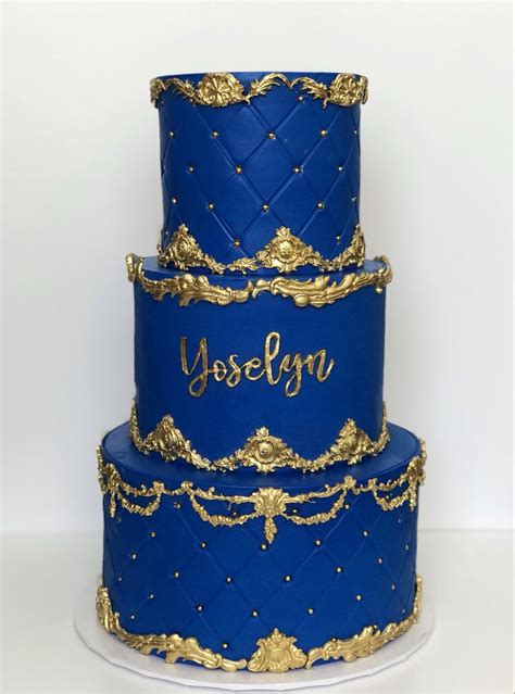 Blue And Gold Elegant Cake Royal Blue Cake Royal Cakes Gold Wedding Cake