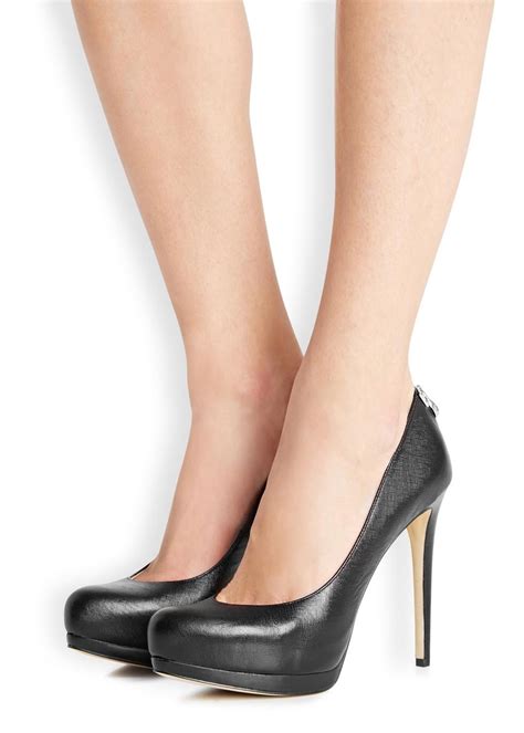 Lyst Michael Kors Hamilton Black Saffiano Leather Pumps In Black