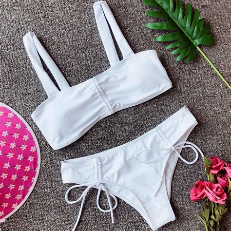 Sexy White Bikini 2019 Swimsuit Women Two Pieces Bikini Set Bandeau