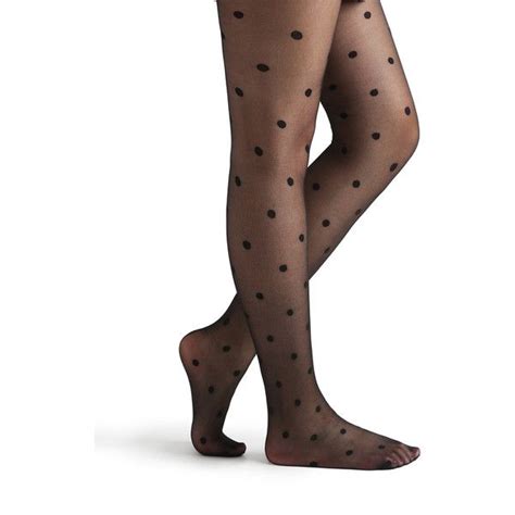 Black Polka Dot Pattern Sheer Mesh Pantyhose Stockings Liked On