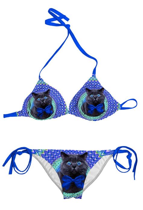 This Crazy Cat Bikini Is Amazing Obsession Clothes Cat Obsession Cat Bikini Bikini Swimwear