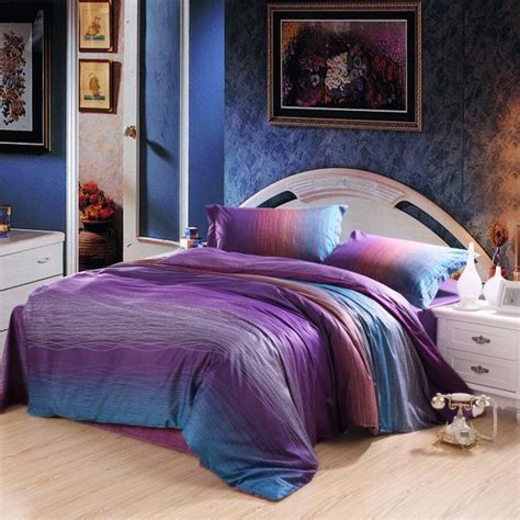 Great savings & free delivery / collection on many items. Egyptian cotton blue purple striped satin luxury bedding ...