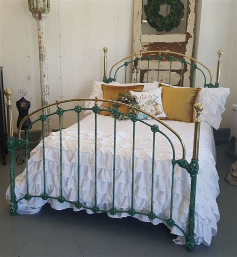 This Antique Iron Bed Has Been Saltwash In Layers Of Paint And Painted