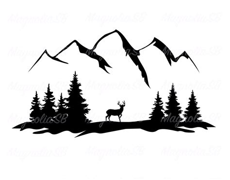 Free 182 Forest Mountain Silhouette Svg SVG PNG EPS DXF File