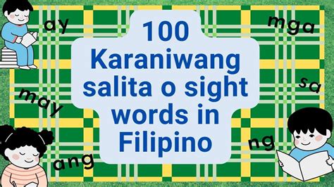 100 Karaniwang Salita O Common Sight Words In Filipino Magbasa Tayo