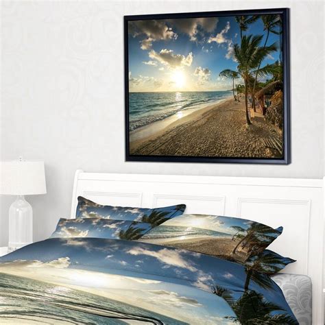 designart beautiful caribbean vacation beach large beach framed canvas wall art on sale