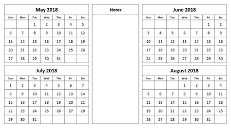 4 Month Free Printable Calendar Free Printable Calendar Free