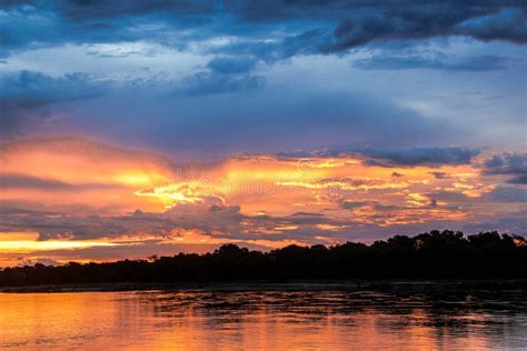 Sunset Over Luangwa Stock Photo Image Of River Safari 190132478