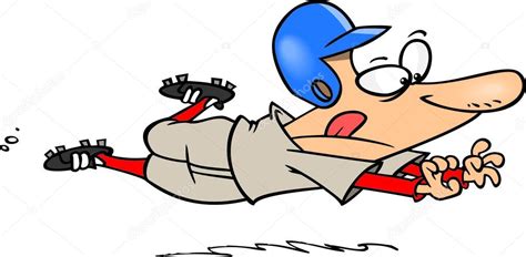 Cartoon Baseball Player Sliding To Base — Stock Vector © Ronleishman