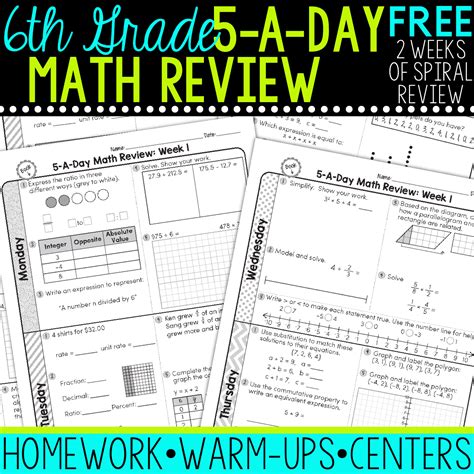 6th Grade Weekly Math Spiral Answer Sheet 6th Grade Math Spiral