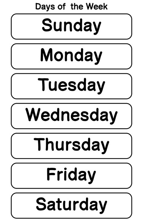 10 Best Printable Days Of The Week Chart For Free At