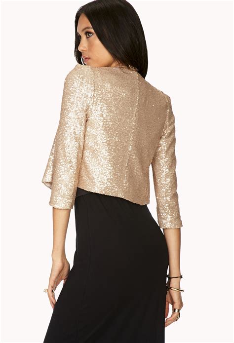 Lyst Forever 21 Showstopper Sequin Cropped Jacket In Metallic