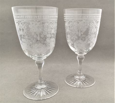 a stunning pair of victorian etched wine goblets 537859 uk