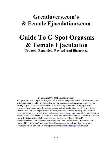 Guide To G Spot Orgasms And Female Ejaculation Updated Expanded Revised And Illust