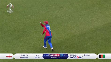 Cwc19 Eng V Afg Two In The The Over For Gulbadin As Morgan Departs