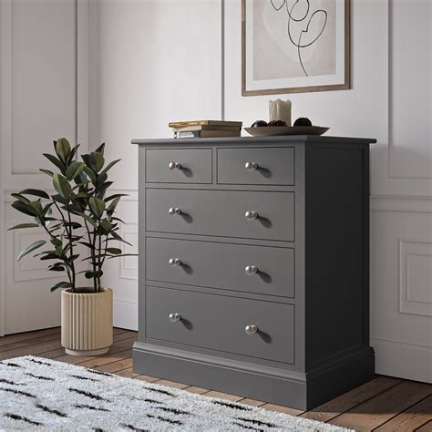 Grey Painted Chest Of 5 Drawers Harper Buyitdirectie