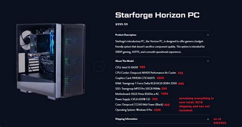 A Quick Look Into One Of Otks Starforges Listed Pcs Pricing R