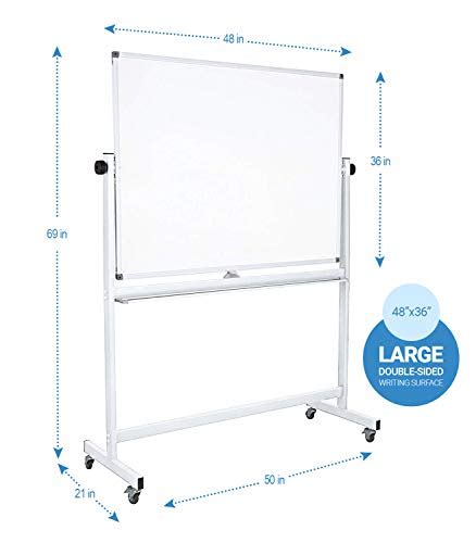 Mobile Whiteboard 48 X 36 Inch Double Sided Magnetic Dry Erase Board
