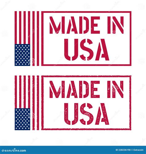 Made In The Usa Stamp Set American Product Emblem Stock Vector