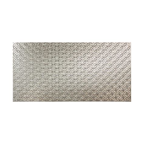 Fasade Rings 96 In X 48 In Decorative Wall Panel In Crosshatch Silver
