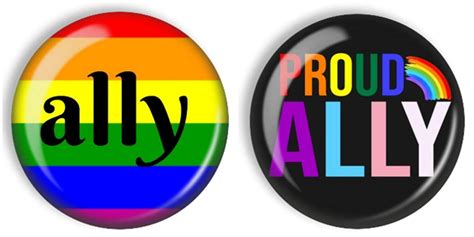 Gay Pride Ally Pin Back Buttons Set Of 2 2 14 Rainbow
