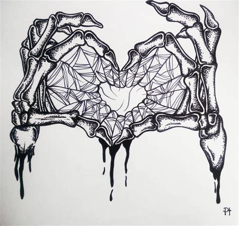Skeleton Hand Halloween Art Drawing Inktober Black Ink
