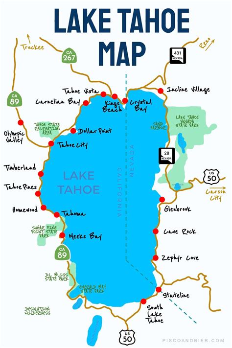 Map Of Lake Tahoe Piscoandbier