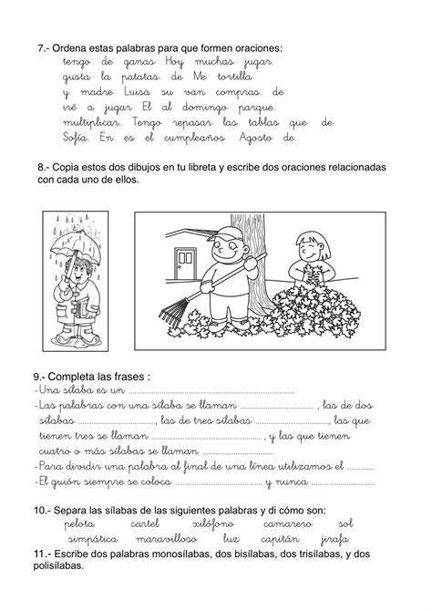 Examen De Lengua 3 Primaria Fichas De Lengua De Tercero De Primaria