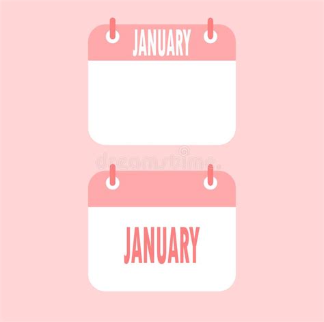 January Calendar Icon On Red Backgroundtwo Flat Style Stock