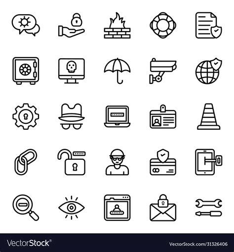 Cyber Security Icons Set Royalty Free Vector Image