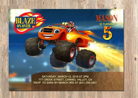 You can use this font for personal purpose. Blaze and the Monster Machines Birthday Party Theme Invitations Personalized Invites ...
