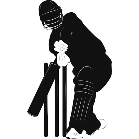 Cricketer And Wickets Silhouette Cricket Wall Stickers Sport Decor Art