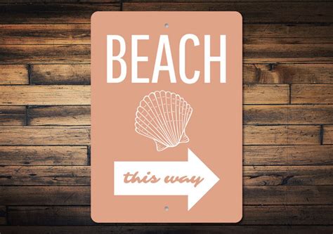 Beach This Way Sign Beach Decor Beach Metal Sign Shell Etsy