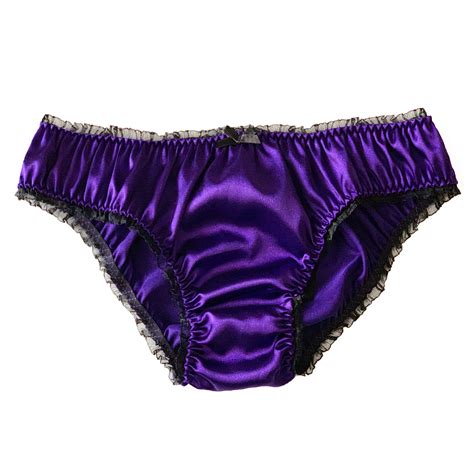 Cadbury Violet Satin Frilly Sissy Panties Bikini De Culotte Sous Vêtements Taille 6 20 Eur 1873