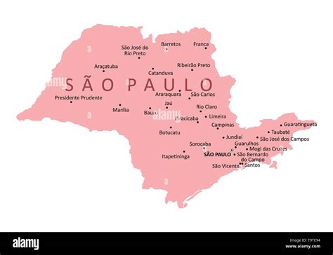 Mapa Administrativo Y Pol Tico De Sao Paulo Con La Bandera Ilustraci N