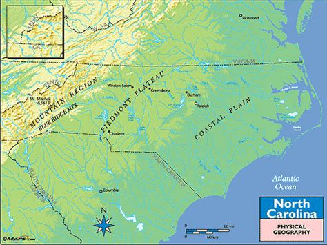 North Carolina Physical Geography Map By From