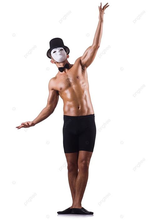 Naked Muscular Mime Isolated On White Background And Picture For Free