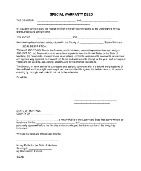 Free 8 Sample Special Warranty Deed Forms In Pdf Ms Word